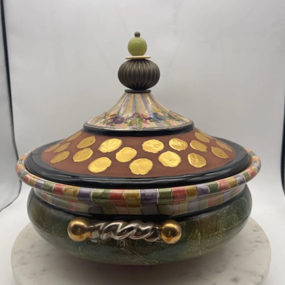 Rare! Mackenzie-Childs Piece De Resistance Lidded‎ Tureen Wonderful Condition - Picture 3 of 13
